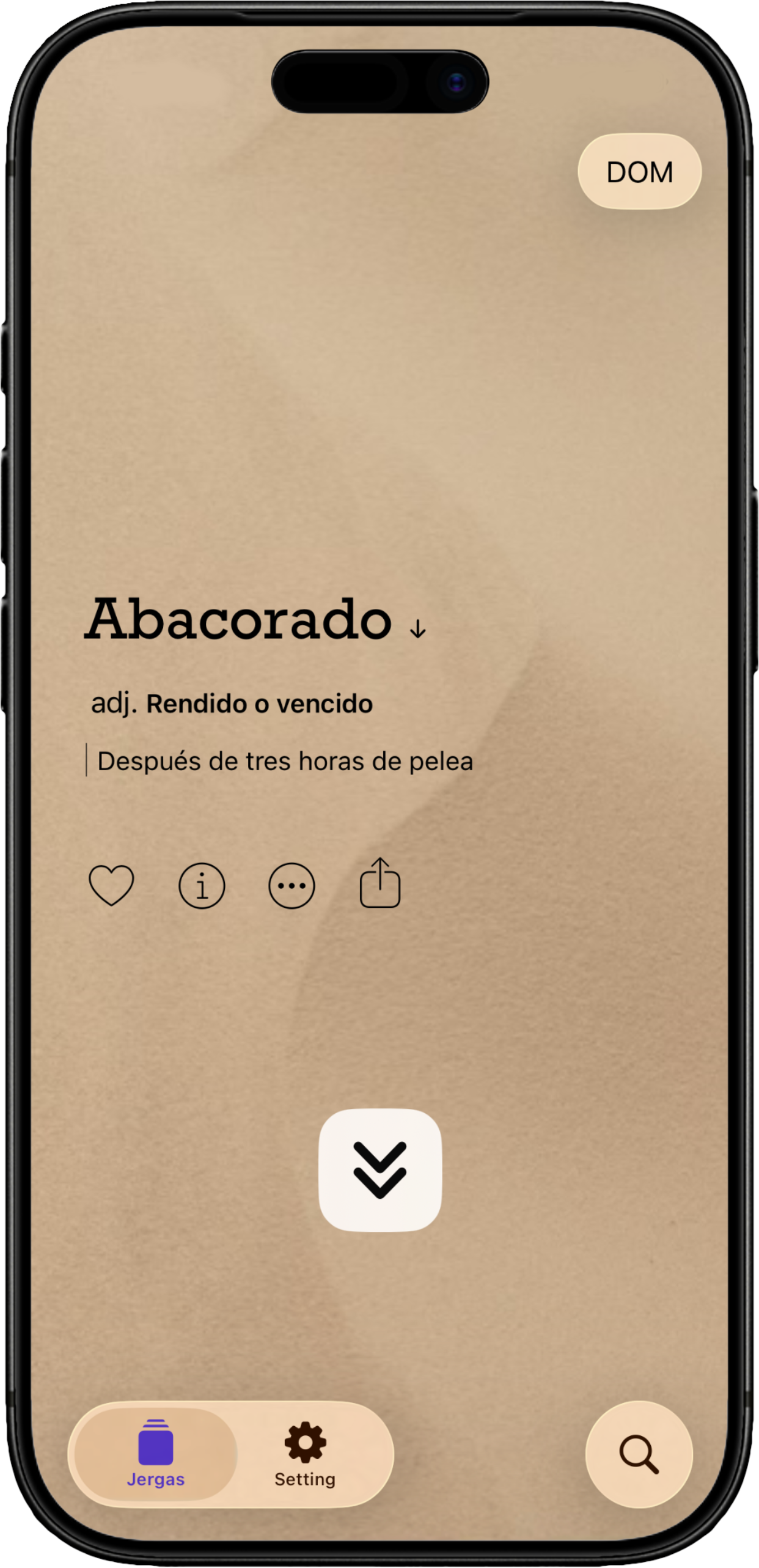 Pantalla de descubrimiento de jergas dominicanas